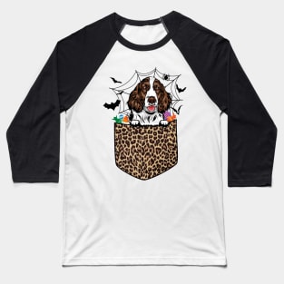 Leopard Dog Lover Gift English Springer Spaniel Halloween Baseball T-Shirt